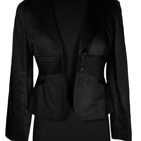 Ann Taylor Women's Blazer Black Linen Blend Snap Button Lined Suit Jacket 2P NWT - Picture 4 of 8